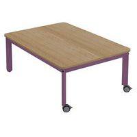 Table Lili roulettes, plateau rect. hêtre, piétement bois couleur - Image 4