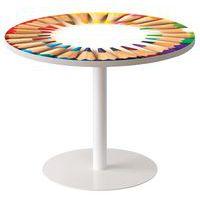 Guéridon bas Easy Office pied métal Ø 80 cm plateau coloris décor Crayon couleur - Image principale