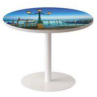 Guéridon bas Easy Office pied métal Ø 80 cm plateau coloris décor Lagune - Image principale