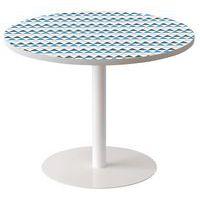 Guéridon Easy Office bas pied métal Ø 80 cm plateau Décor Bleu - Image principale