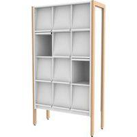 Présentoir à revues Ellipse 12 cases structure bois volets turquoise 5018 - Image 3