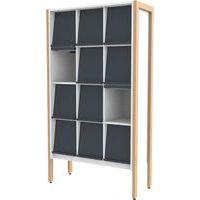 Présentoir à revues Ellipse 12 cases structure bois volets turquoise 5018 - Image 4