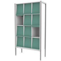 Présentoir à revues Ellipse 12 cases structure métal volets turquoise 5018 - Image principale