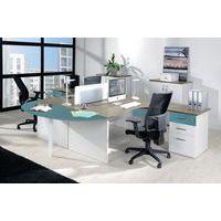 Caisson haut. bureau profondeur 60 cm Linéo chêne gris/blanc/bleu argile - Image principale