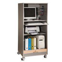 Armoire multimédia mobile à rideaux coloris alu/hêtre Simmob