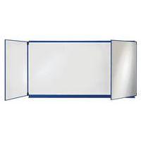 Tableau triptyque 1 x 2 m émaillé blanc cadre aluminium laqué bleu - Image principale