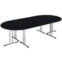 Table Pliante Demi Rond Chromeline 140 Frêne noir pied Chromé - Image 3