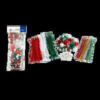 Pack Noël pompons , yeux mobiles, chenilles, 300 pièces assorties