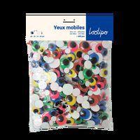 Sachet de 600 yeux mobiles adhésifs, couleurs assorties