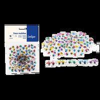 Sachet de 100 yeux mobiles adhésifs colorés avec cils Ø 1 cm