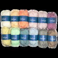 Lot 12 pelotes de laine 55 m couleurs pastels