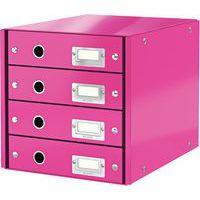 Lot de 3 Bloc de classement Leitz Click & Store, 4 tiroirs Rose - Image principale