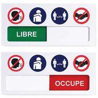Plaque de porte libre-occupé avec logos gestes barrière - Image principale