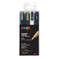 Set 4 marqueurs PC3M pointe conique fine couleurs assorties - Posca