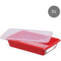 Bac plat HACCP avec couvercle et grille - GILAC, Coloris : Rouge - Image 3