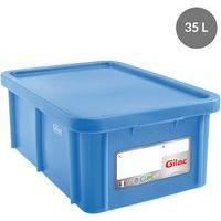 Bac alimentaire gerbable avec couvercle 35 L bleu thumbnail image 2