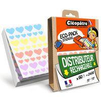 Eco-Pack 2400 gommettes cœur 12/20mm multicolores pastel - Cléopâtre