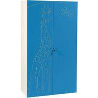 Armoire 2 portes Zébulon, décor girafe Bleu azul - Image principale