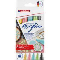 Etui 5 marqueurs Acrylic 5100 pastel pointe ogive - Edding