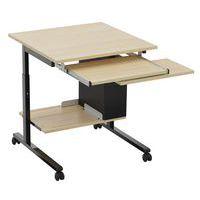 Poste informatique Buss 70 x 70 cm réglable T4 à T7 support clavier - hêtre - Image principale