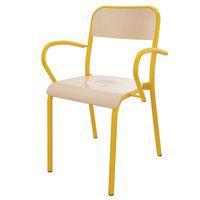 Fauteuil Trévise 4 pieds accotoirs tube - rouge  Ral 3000 - Image 4