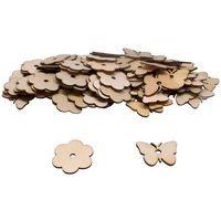 Lot de 100 formes en bois - fleurs et papillon - Loolipo
