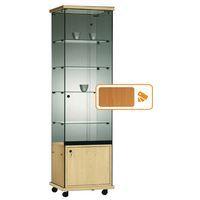 Vitrine Easy E5 - Avec armoire basse et éclairage socle Hêtre thumbnail image 4