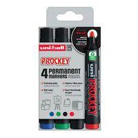 Pochette 4 markers permanents Prockey pointe ogive - Uni-Ball