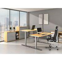 Bureau droit hauteur réglable électrique Evol 160x80 cm Plateau Hêtre thumbnail image 4