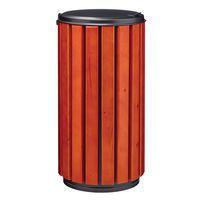 Poubelle Zeno Protec 80L lattes bois couvercle gris acier poudré-Rossignol Pro - Image principale