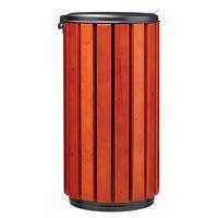 Poubelle Zeno Protec 80L lattes bois couvercle gris acier poudré-Rossignol Pro - Image 3