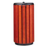 Poubelle Zeno Protec 80L lattes bois couvercle gris acier poudré-Rossignol Pro - Image 5