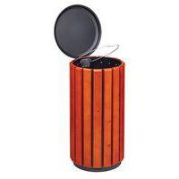 Poubelle Zeno Protec 80L lattes bois couvercle gris acier poudré-Rossignol Pro - Image 2