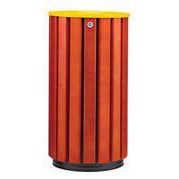 Poubelle Zeno Access 80L lattes bois entonnoir jaune thumbnail image 3