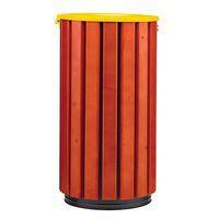 Poubelle Zeno Access 80L lattes bois entonnoir jaune thumbnail image 2