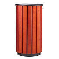 Poubelle Zeno Access 80L lattes bois acier galva gris thumbnail image 2