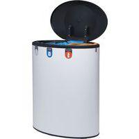 Poubelle tri sélectif Lune Binc 3 flux couvercle fermé blanc - Image 5