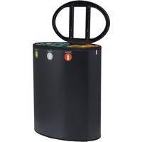 Poubelle tri sélectif Lune Binc 3flux couvercle ouvert Noir - Image 3