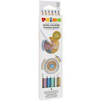 Etui de 6 crayons de couleur métallisées assorties - Primo