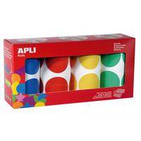 Ensemble de 4 rouleaux de gommettes maxi format rondes diamètre 45 mm couleurs assorties - Image principale