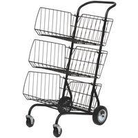 Chariot à courrier à roulettes avec 3 paniers amovibles - Image principale