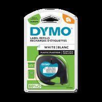 Ruban DYMO pour étiqueteuses LetraTag, plastique 12mmx4m - noir/blanc - Image principale