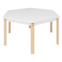 Table Ergo hexagonale T0 - blanc/hêtre - Image principale
