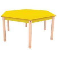 Table Classik hexagonale réglable T3 à T4 - piètement bois hêtre - Image 2