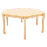 Table Classik hexagonale réglable T3 à T4 - piètement bois hêtre - Image principale