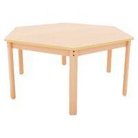 Table Ergo hexagonale T1 - T2 - T3 piètement bois hêtre