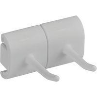 Lot de 5 Support mural hygiénique - Double crochet - 8,3cm - Blanc - Image principale