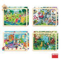 Lot de 4 puzzles 'Les explorations' de 48 pièces en bois. thumbnail image 2