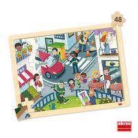 Lot de 4 puzzles 'Les explorations' de 48 pièces en bois. thumbnail image 6