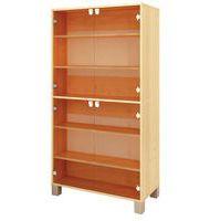 Bibliothèque Confetti avec pieds - étagères et 4 portes en verre bouleau/bouleau - Image principale